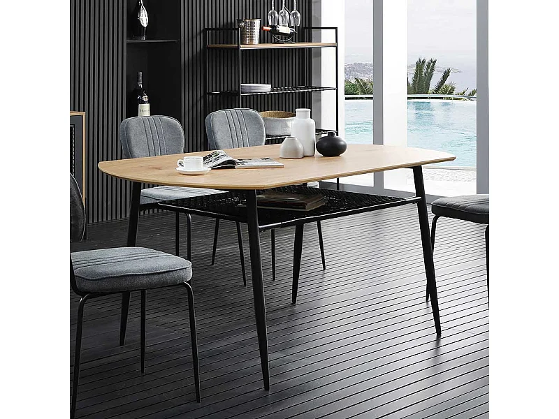 Design Esszimmer Tisch in Holz Naturfarben Retrostil