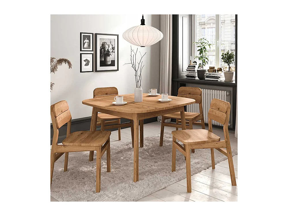 Esstisch Tisch Massivholz aus Wildeiche Massivholz mit Vierfußgestell