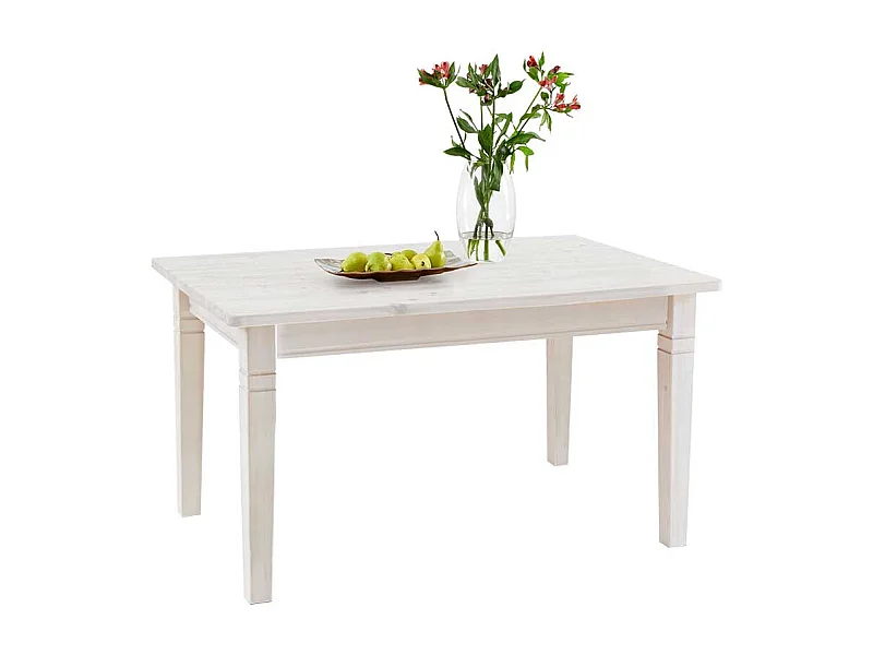 Massivholz Esstisch in Weiß Kiefer