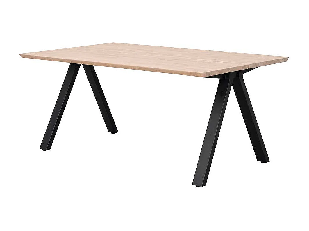 Moderner Esstisch aus Eiche Massivholz und Metall schwarz 170 cm breit