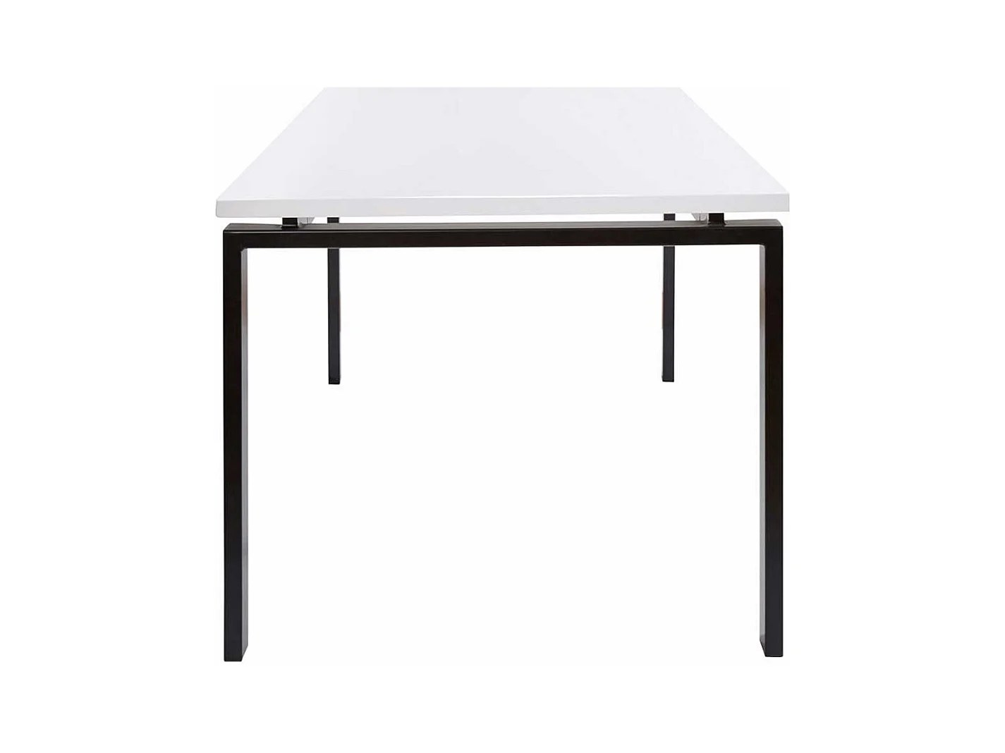 Moderner Esstisch in Weiß Hochglanz Metallgestell in Schwarz