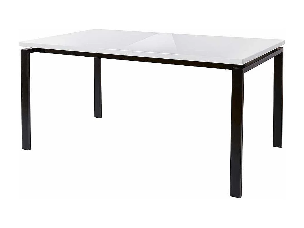 Moderner Esstisch in Weiß Hochglanz Metallgestell in Schwarz