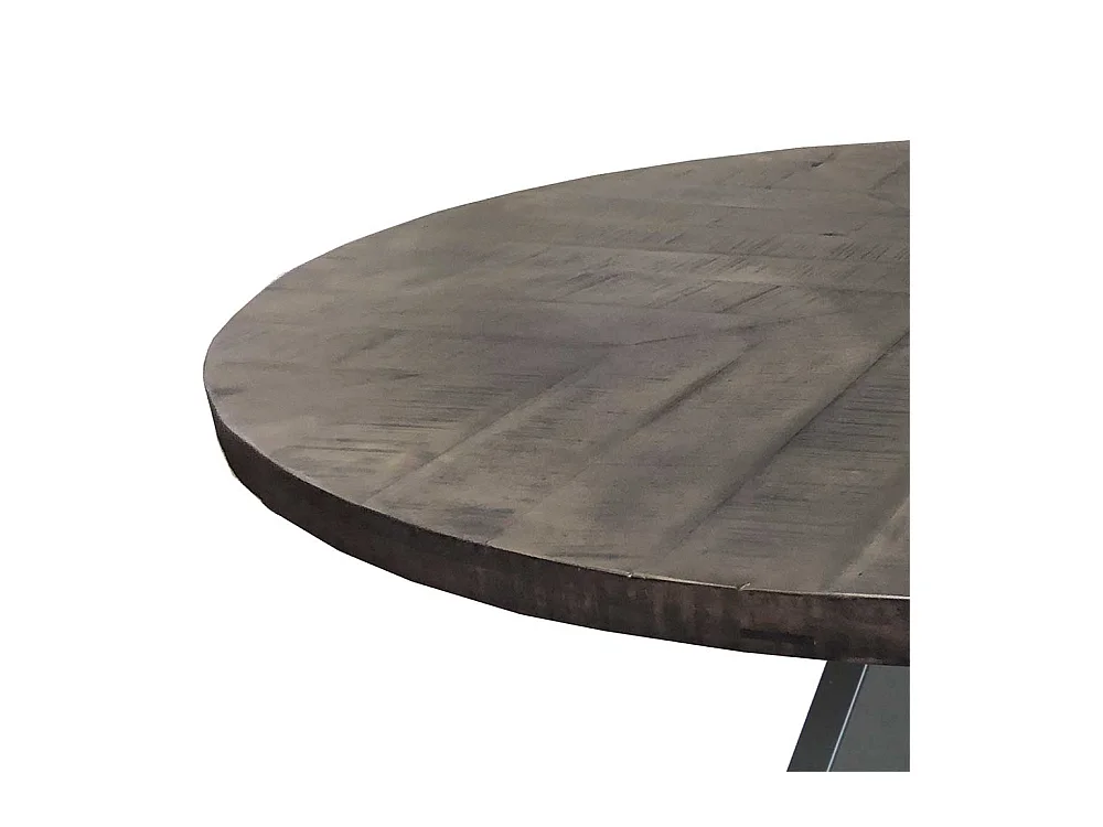 Küchentisch in Grey Wash und Altsilberfarben rund