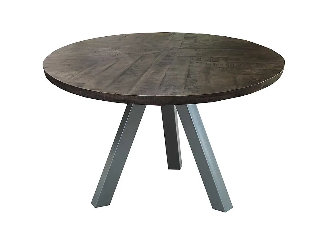 Küchentisch in Grey Wash und Altsilberfarben rund