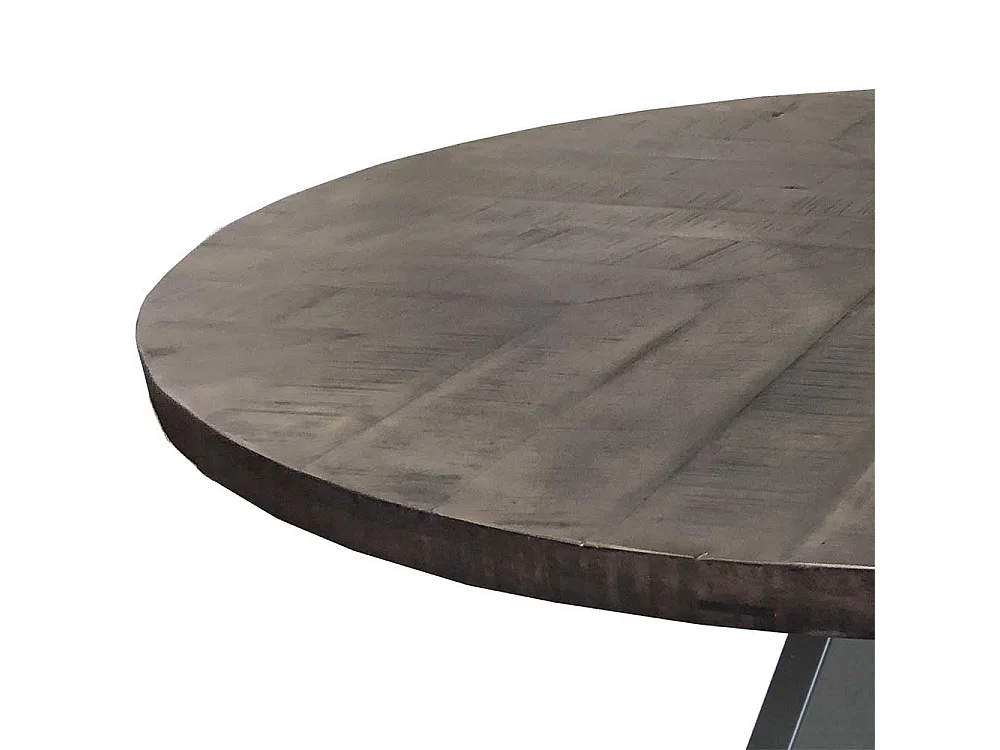 Küchentisch in Grey Wash und Altsilberfarben rund