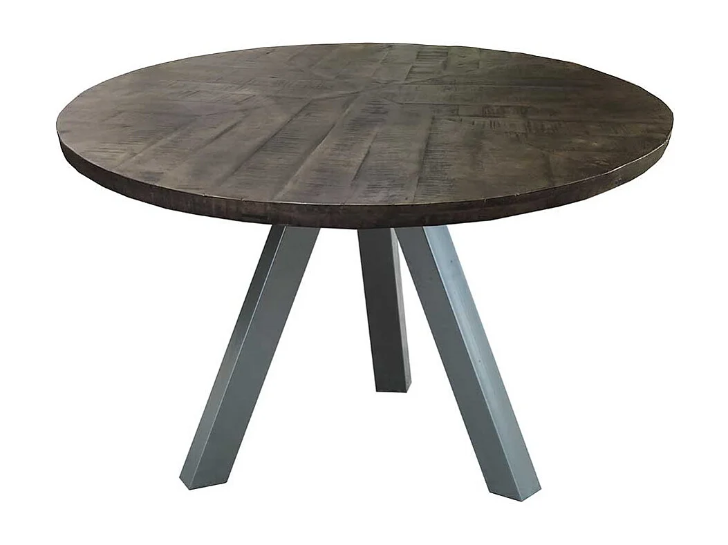 Küchentisch in Grey Wash und Altsilberfarben rund