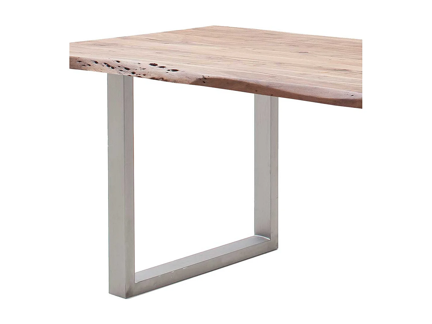 Esstisch Holztisch mit Baumkante und Bügelgestell