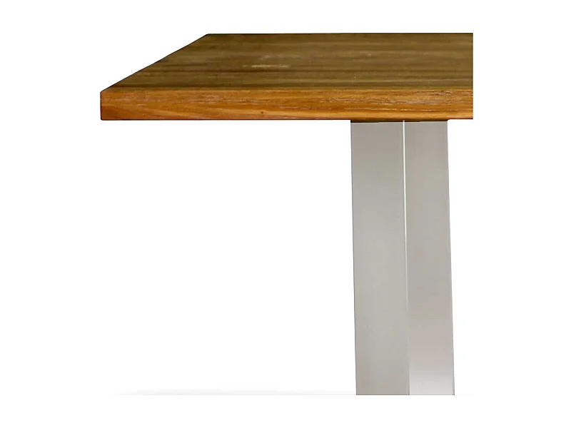 Esstisch aus Eiche Massivholz und Edelstahl 75 cm hoch