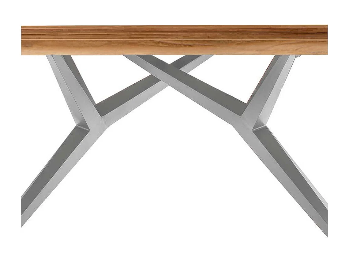 Esstisch in Teak und Altsilberfarben Massivholz und Metall
