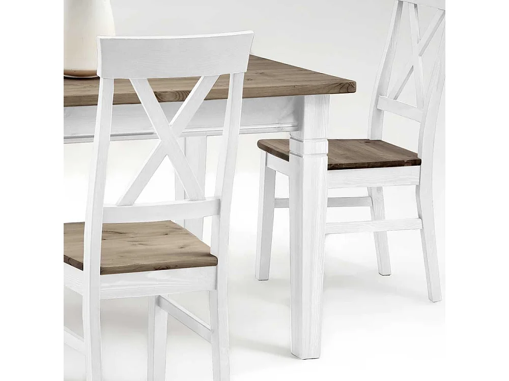 Esszimmertisch in Weiß Grau Landhaus Kiefer Massivholz