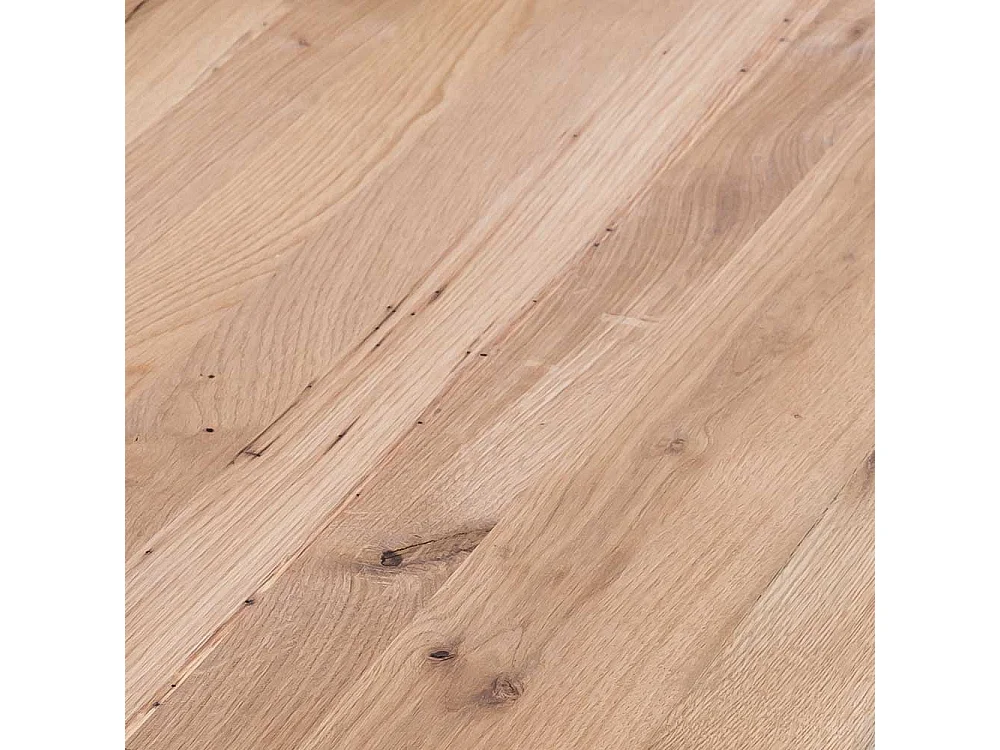 Esstisch aus Eiche Massivholz 4-Fußgestell aus schwarzem Metall