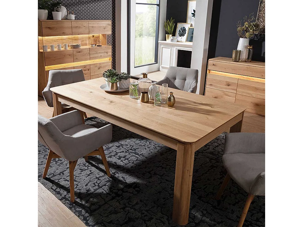 Esszimmertisch aus Wildeiche Massivholz 100 cm tief