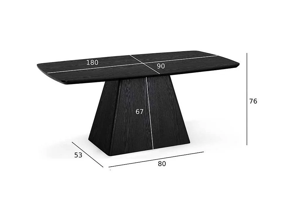 Esstisch Tisch Esszimmer in Schwarz auf Sockelgestell