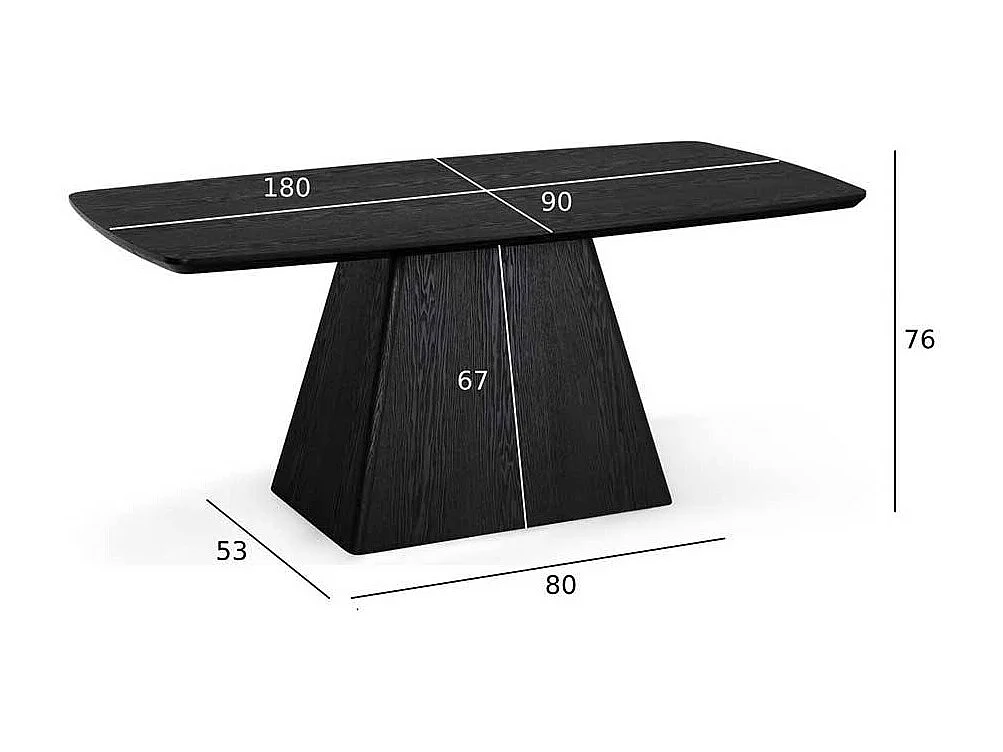 Esstisch Tisch Esszimmer in Schwarz auf Sockelgestell