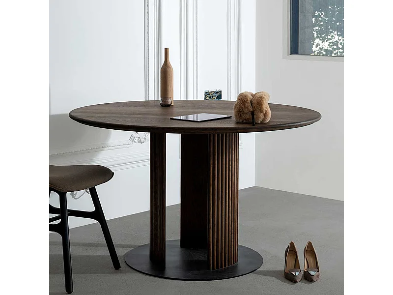 Skandi Tisch Esszimmer aus Eiche Massivholz Wengefarben