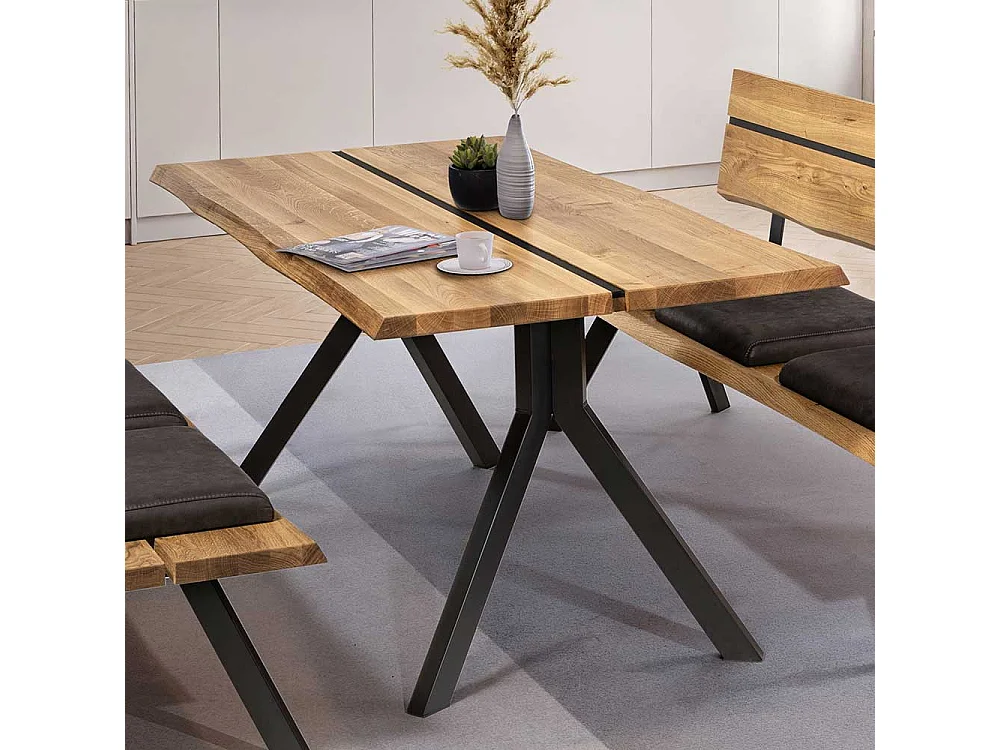 Esstisch Massivholztisch in Wildeichefarben mit Y Fußgestell