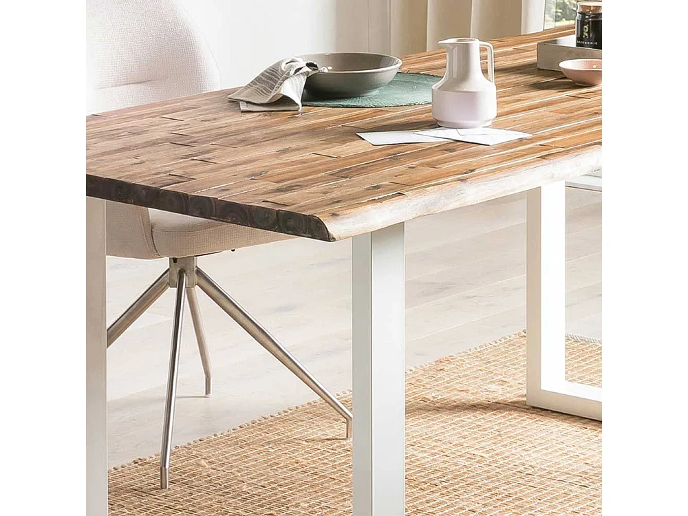 Bügelgestell Tisch mit natürlicher Baumkante Industrie und Loft Stil