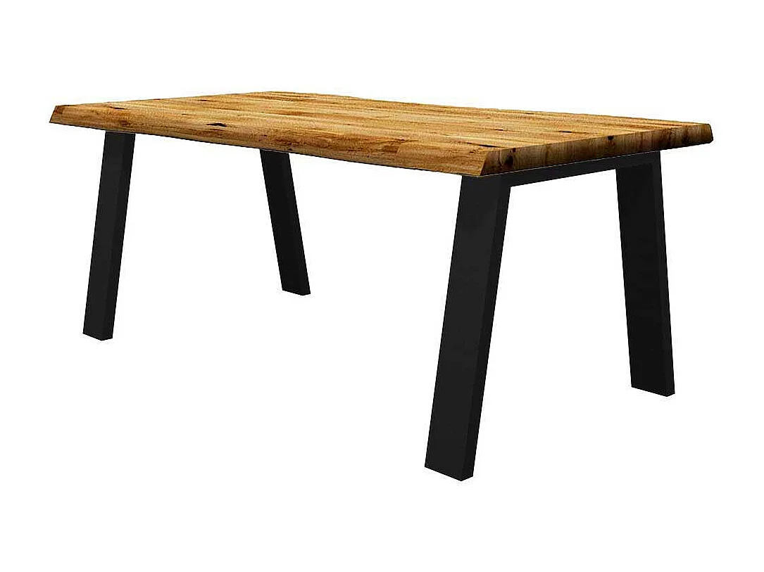 Baumkantentisch Eiche aus Massivholz Metall Vierfußgestell