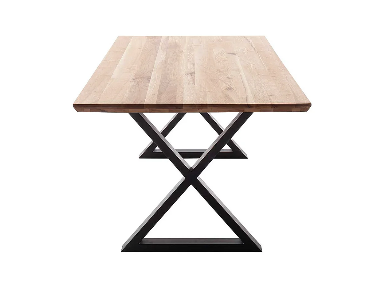 Esstisch Holztisch massiv im Industry und Loft Stil mit X Gestell