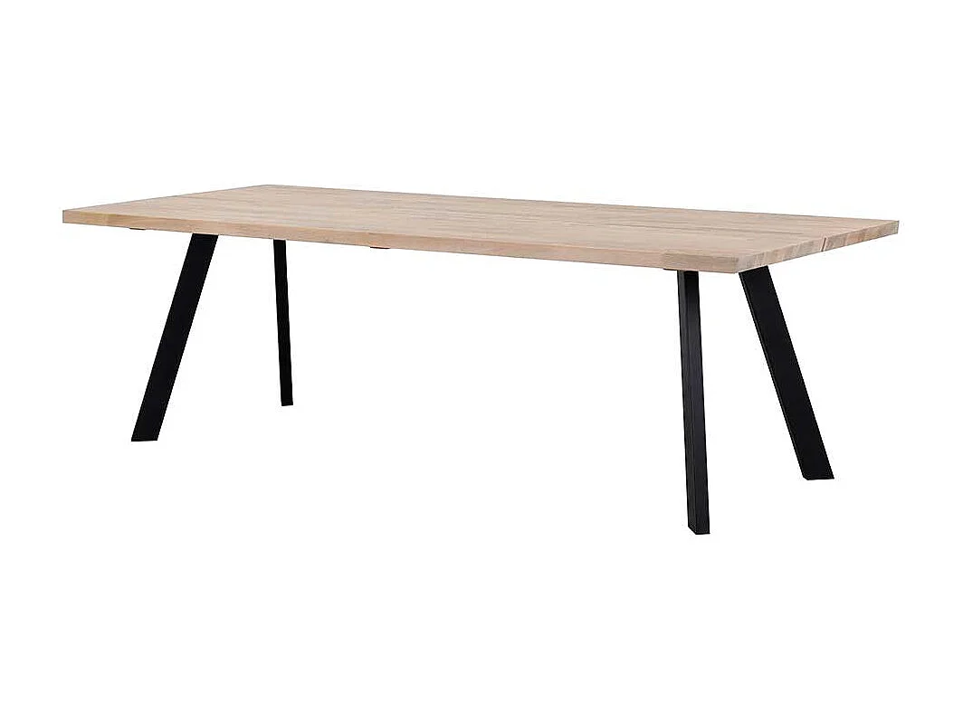 Esszimmertisch aus Eiche hell massiv Stahl