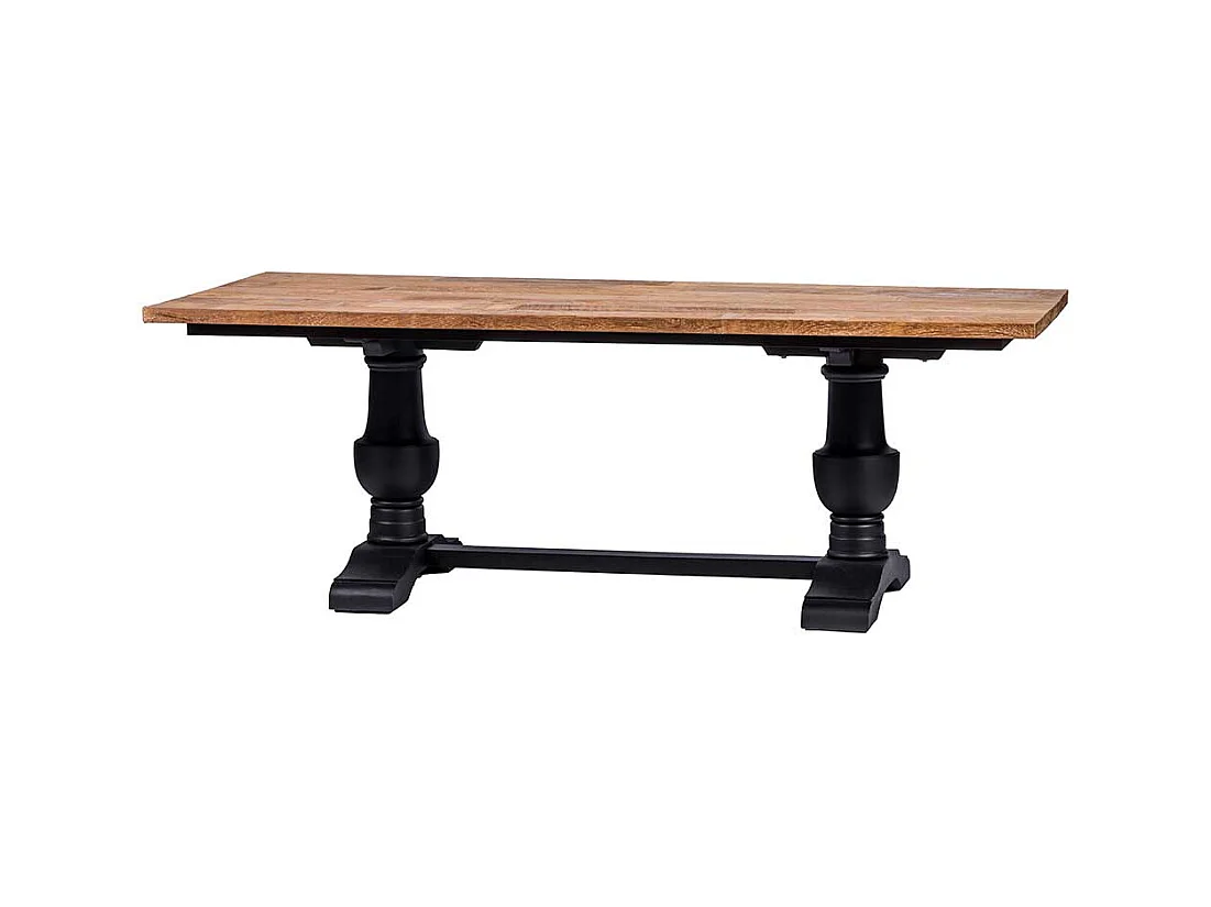 Esszimmer Tisch in Teakfarben und Schwarz Vintage Look