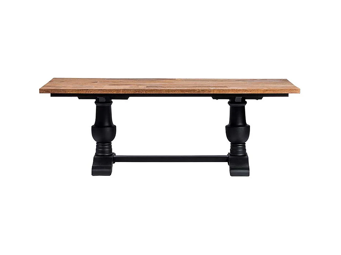 Esszimmer Tisch in Teakfarben und Schwarz Vintage Look