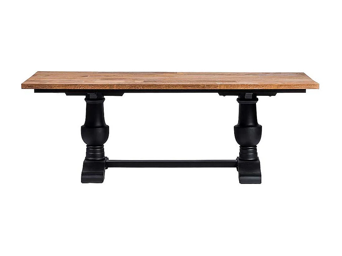 Esszimmer Tisch in Teakfarben und Schwarz Vintage Look