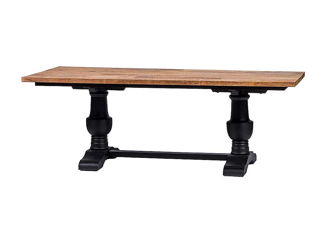 Esszimmer Tisch in Teakfarben und Schwarz Vintage Look