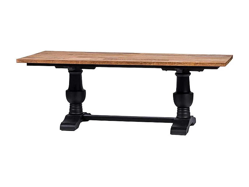 Esszimmer Tisch in Teakfarben und Schwarz Vintage Look