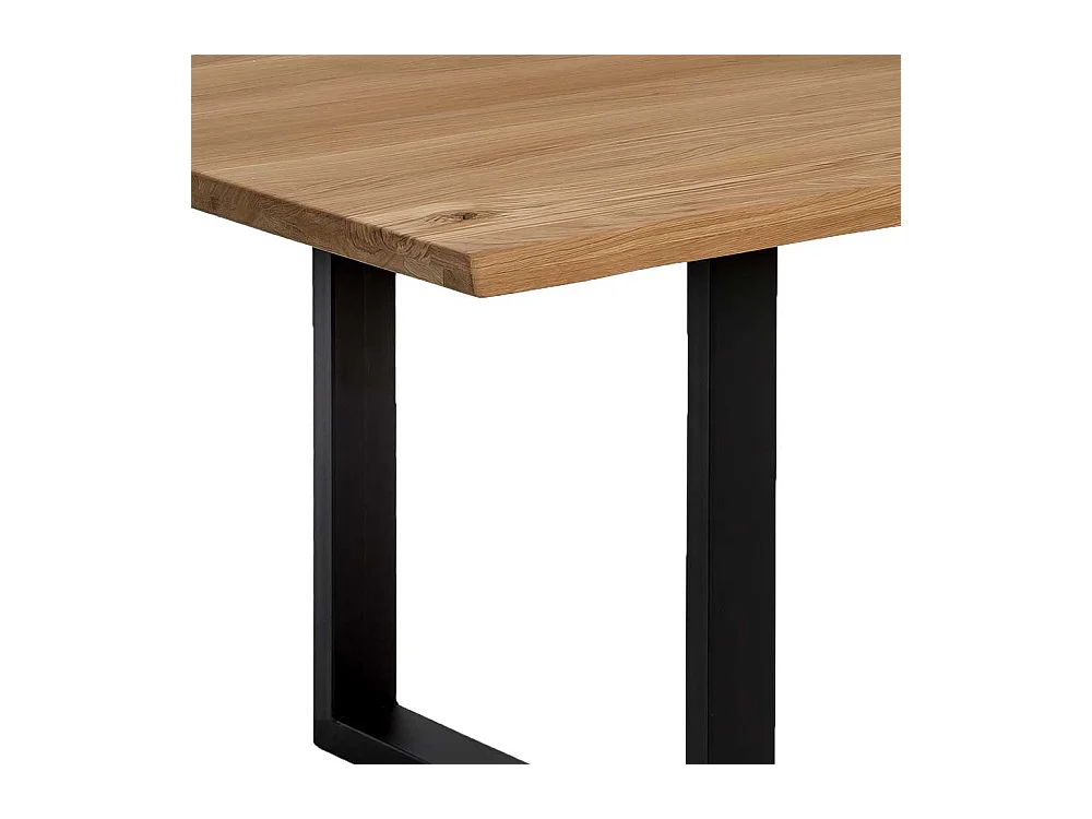 Echtholztisch aus Wildeiche Massivholz Metall Bügelgestell