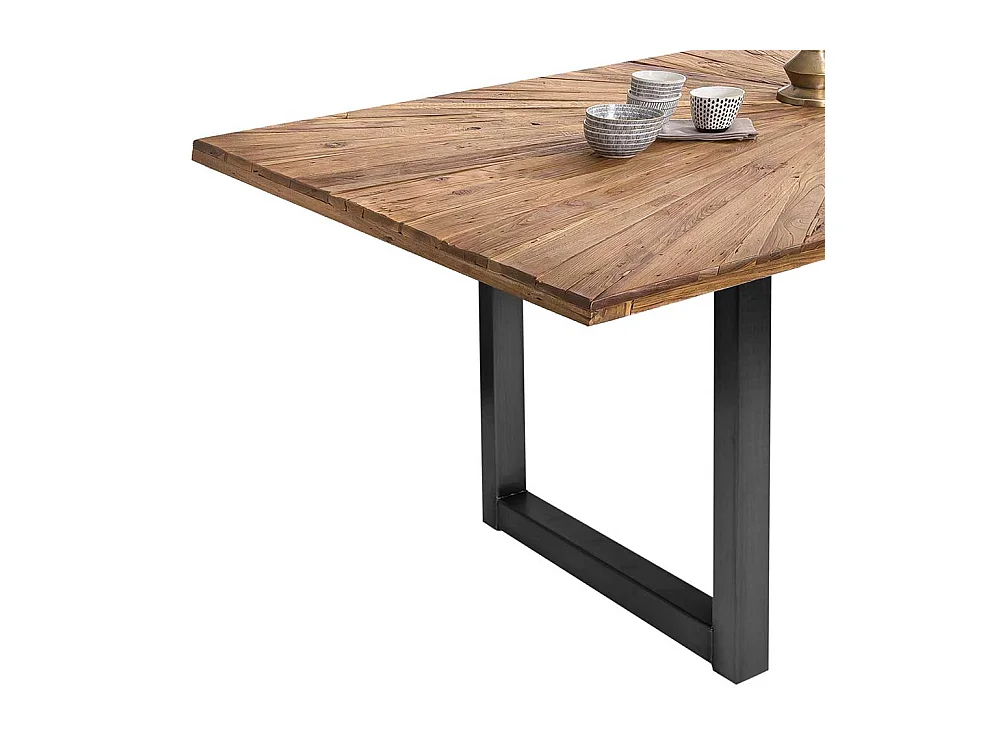 Esstisch aus Teak Recyclingholz und Stahl Industriedesign