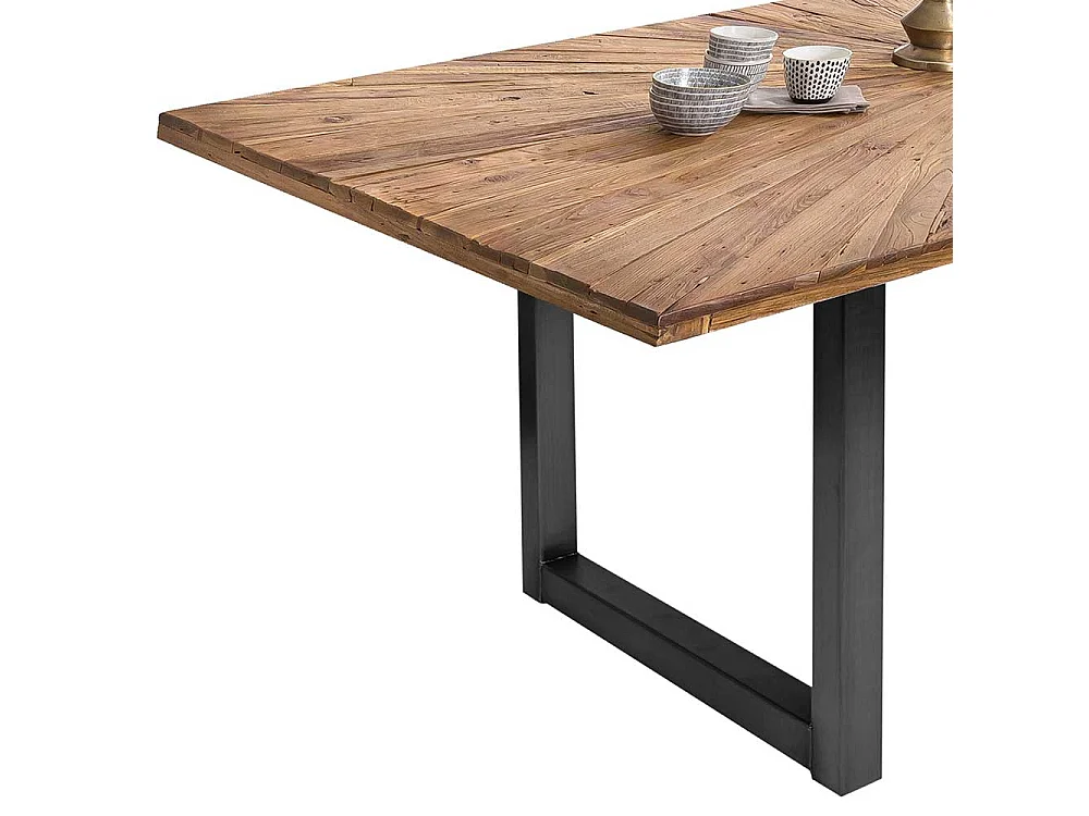 Esstisch aus Teak Recyclingholz und Stahl Industriedesign