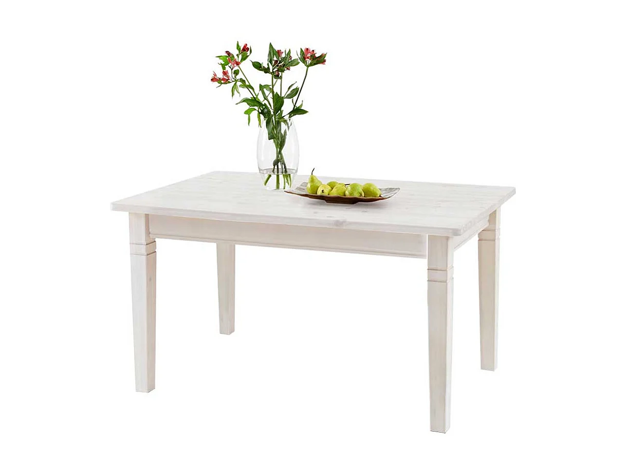 Esstisch im Landhausstil Kiefer Weiß massiv