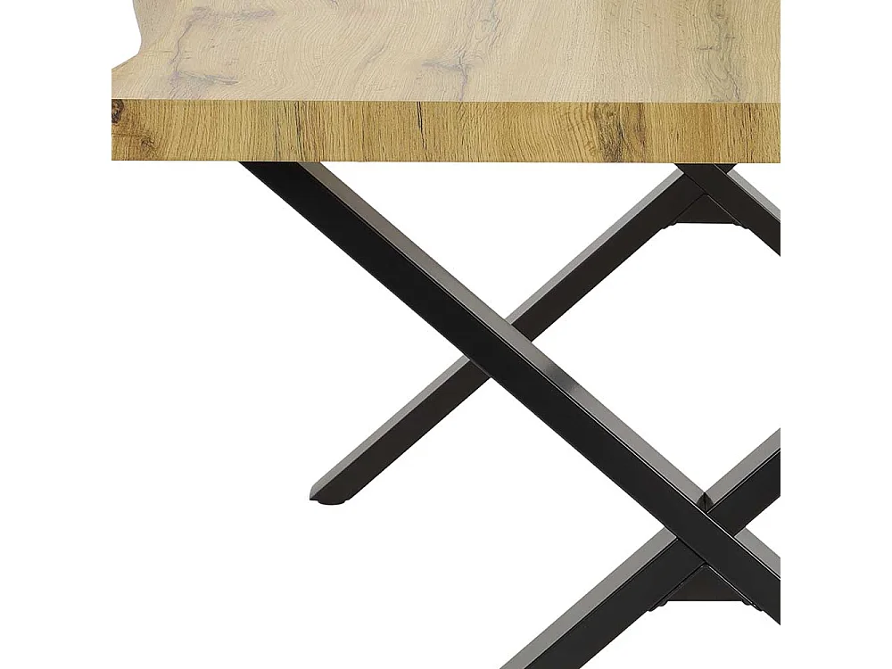 Esstisch modern Industrie in Wildeichefarben & Schwarz X Gestell