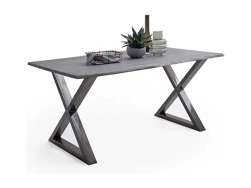 Esstisch Holztisch aus Akazie Massivholz mit X Gestell