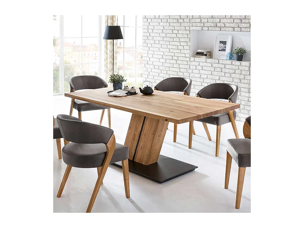 Echtholztisch Eiche in modernem Design Säulengestell