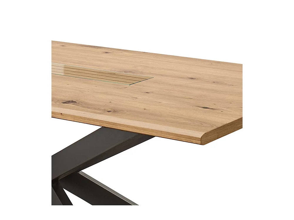 Moderner Esstisch in Wildeichefarben und Schwarz Spider Gestell