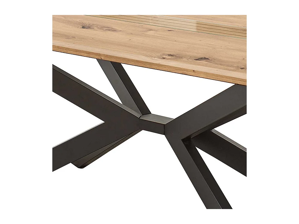 Moderner Esstisch in Wildeichefarben und Schwarz Spider Gestell