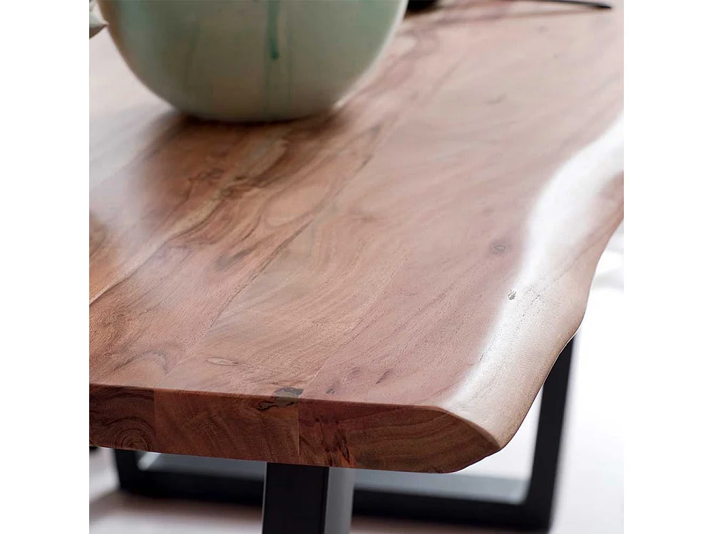 Esstisch Holztisch in Akaziefarben aus Massivholz und Metall