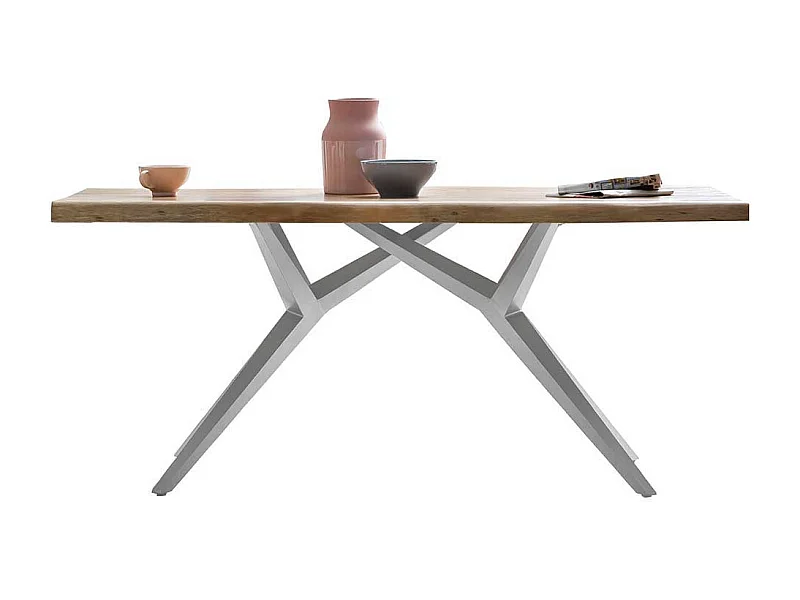 Küchentisch aus Akazie Massivholz und Eisen modern