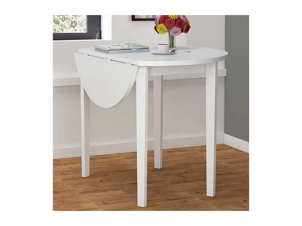Runder Tisch in Weiß klappbarer Tischplatte