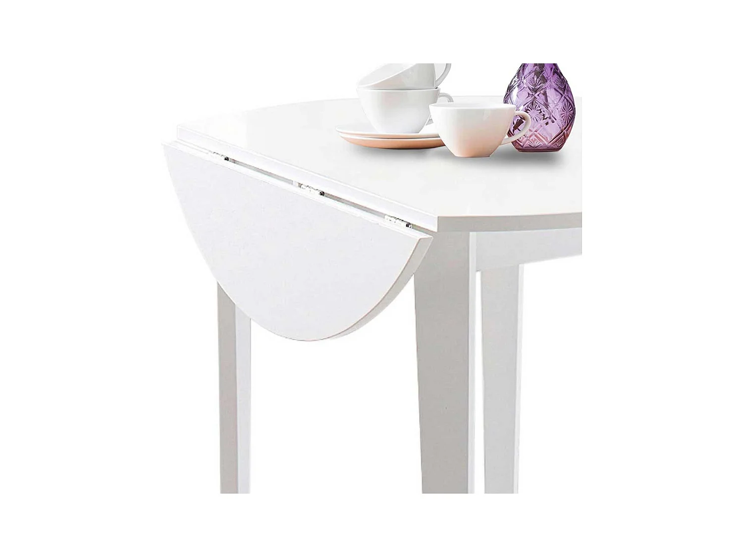 Runder Tisch in Weiß klappbarer Tischplatte