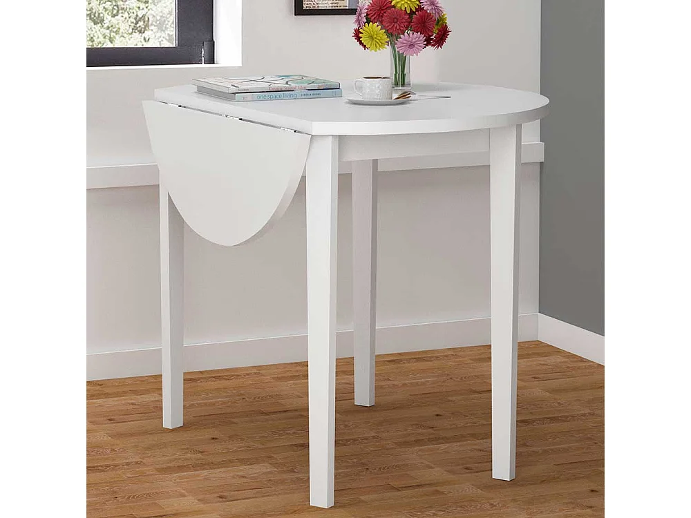 Runder Tisch in Weiß klappbarer Tischplatte