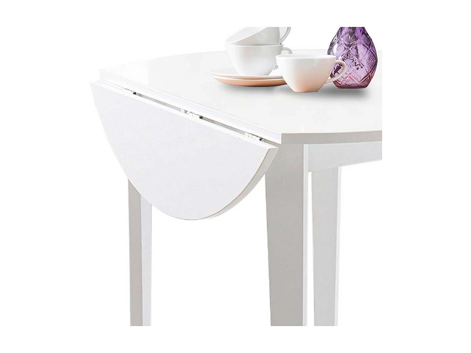 Runder Tisch in Weiß klappbarer Tischplatte