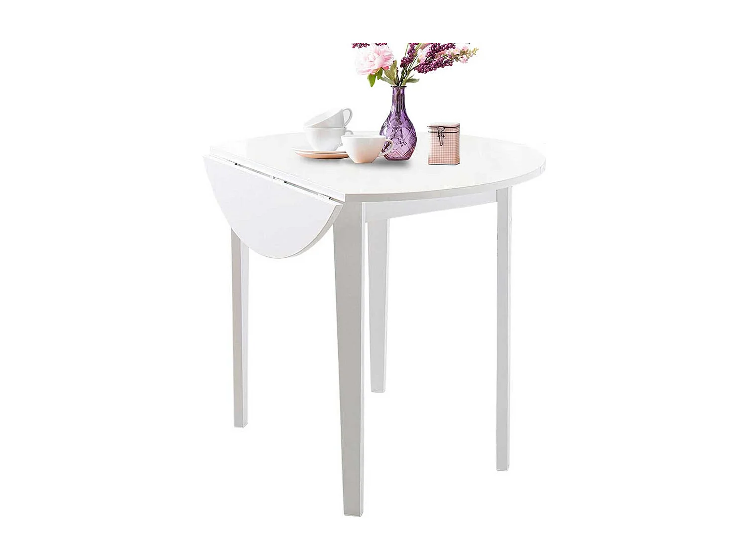 Runder Tisch in Weiß klappbarer Tischplatte