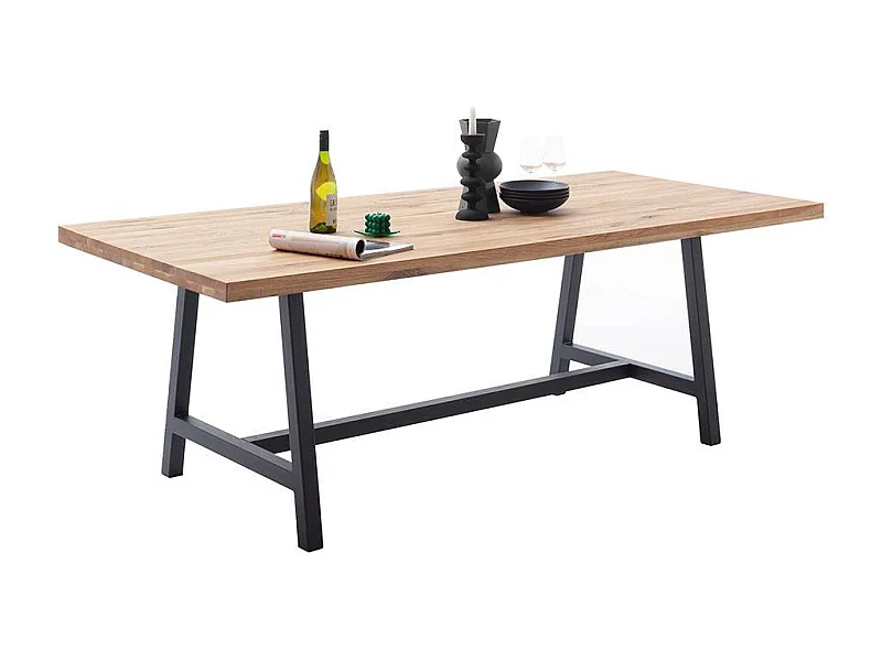 Esstisch Holztisch aus Balkeneiche Massivholz mit A Fußgestell