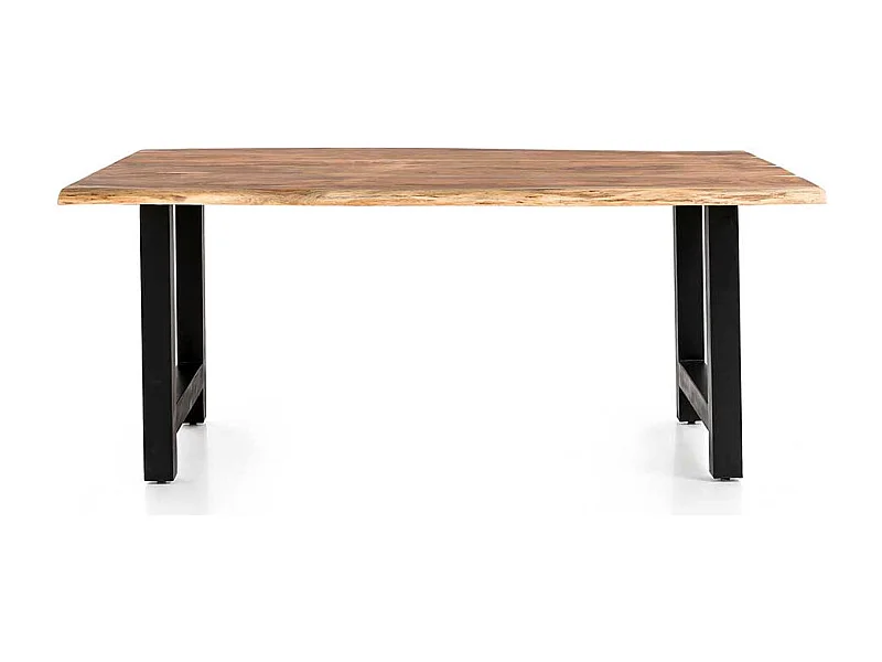 H Gestell Esstisch aus Akazie Massivholz & Metall natürlicher Baumkante