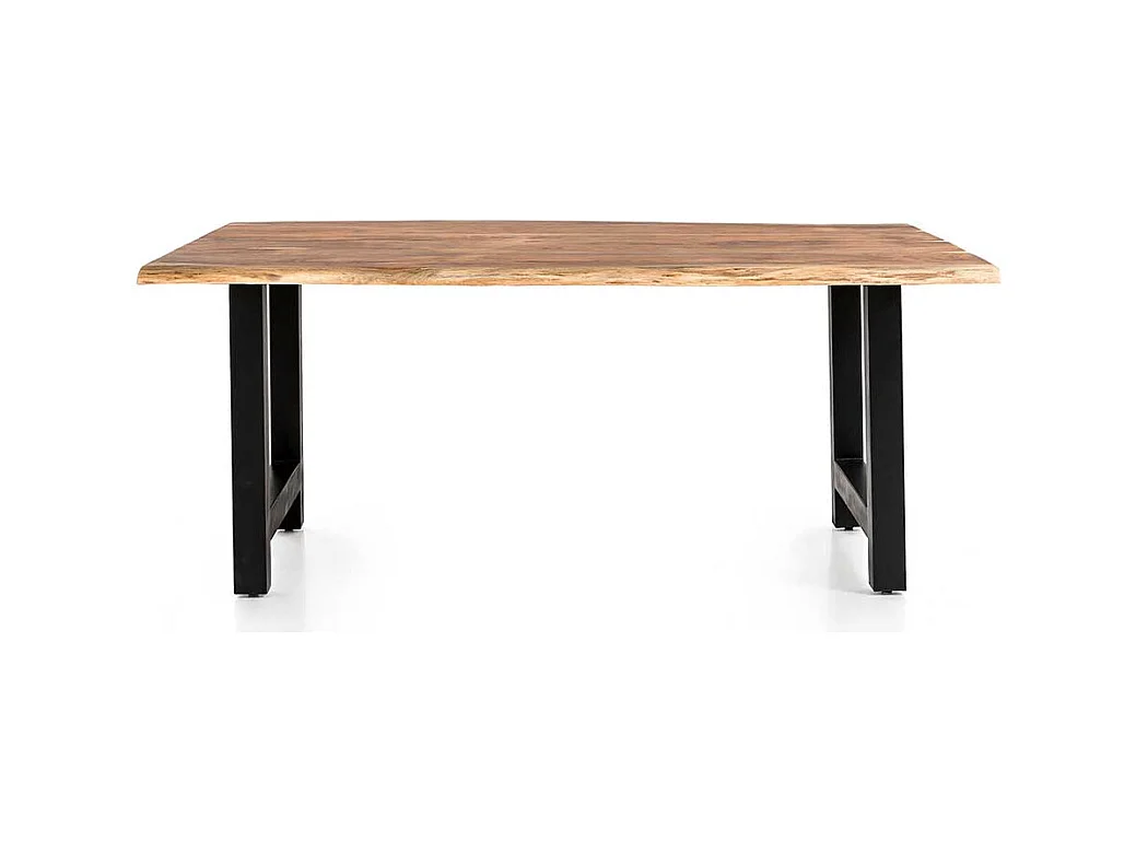 H Gestell Esstisch aus Akazie Massivholz & Metall natürlicher Baumkante