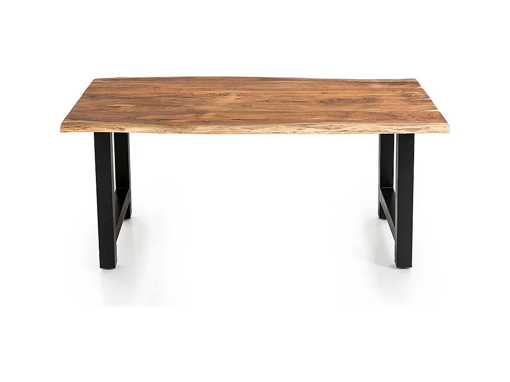 H Gestell Esstisch aus Akazie Massivholz & Metall natürlicher Baumkante