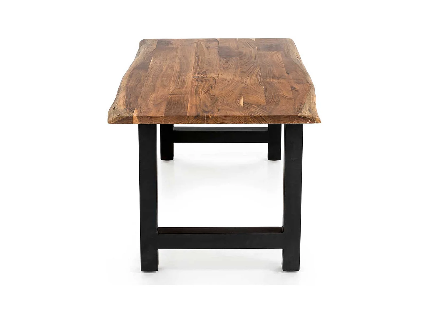 H Gestell Esstisch aus Akazie Massivholz & Metall natürlicher Baumkante